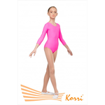 Купальник гимнастический розовый "Классика" рукав 3/4 (полиамид) Г 21-011