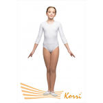 Купальник гимнастический белый "Классика" рукав 3/4 (полиамид) Г 21-011