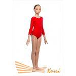 Купальник гимнастический красный "Классика" рукав 3/4 (хлопок) Г 23-301