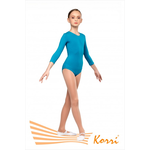 Купальник гимнастический голубой "Классика" рукав 3/4 (хлопок) Г 23-301