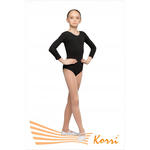 Купальник гимнастический черный "Классика" рукав 3/4 (хлопок) Г 23-301