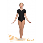 Купальник гимнастический черный "Мастер-класс" рукав-футболка (полиамид) Г 28-011