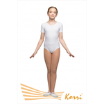 Купальник гимнастический белый "Мастер-класс" рукав-футболка (полиамид) Г 28-011