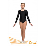 Купальник гимнастический черный "Силуэт" длинный рукав (полиамид) Г 29-011