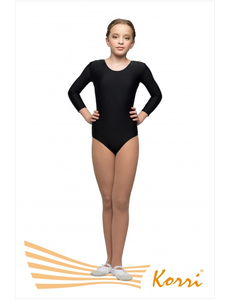 Купальник гимнастический черный "Классика" рукав 3/4 (полиамид) Г 21-011