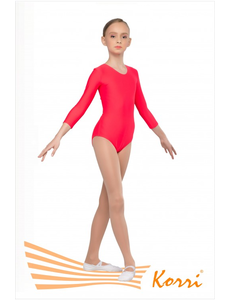 Купальник гимнастический красный "Классика" рукав 3/4 (полиамид) Г 21-011