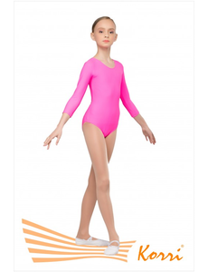 Купальник гимнастический розовый "Классика" рукав 3/4 (полиамид) Г 21-011