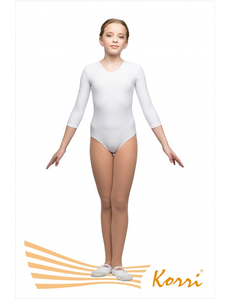 Купальник гимнастический белый "Классика" рукав 3/4 (полиамид) Г 21-011