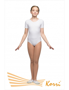 Купальник гимнастический белый "Мастер-класс" рукав-футболка (полиамид) Г 28-011