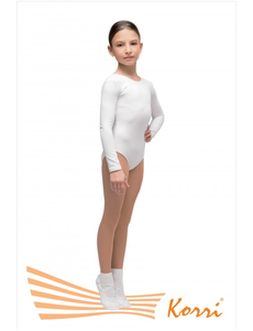 Купальник гимнастический белый "Силуэт" длинный рукав (полиамид) Г 29-011