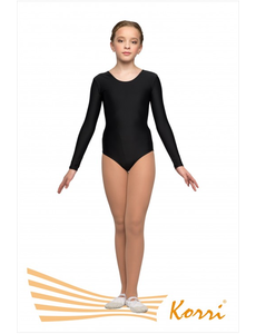 Купальник гимнастический черный "Силуэт" длинный рукав (полиамид) Г 29-011