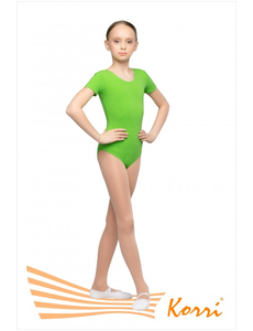 Купальник гимнастический зеленый "Мастер-класс" рукав-футболка (хлопок) Г 83-301