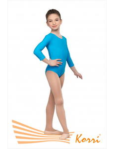 Купальник гимнастический голубой "Классика" рукав 3/4 (полиамид) Г 21-011