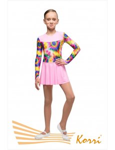 Купальник гимнастический с принтом №2 "Браво" комбинированный  (полиамид) Г 27-014