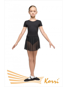 Купальник гимнастический черный "Мастер-класс" с юбкой (хлопок) Г 88-301